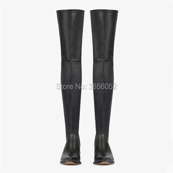 Cuir Chaussures Bottes Noir Plaine Pointu Hiver D'équitation Pic Botas Bout Long Sexy En Qianruiti Cuisse Stretch Automne Haute Talon As Bloc qSVUpMGz
