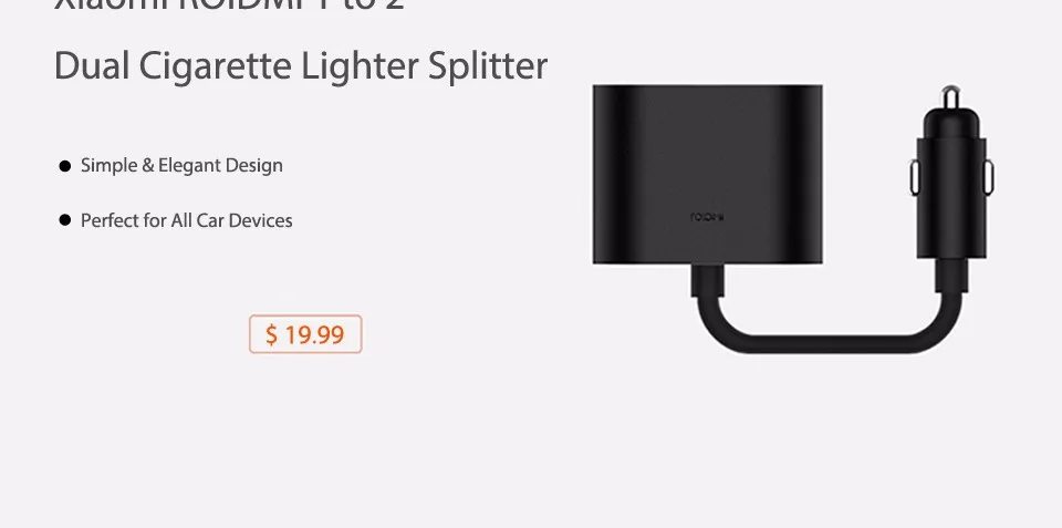 Xiaomi ROIDMI Car Dual Cigarette Lighter Splitter for Charger Adapter (8)