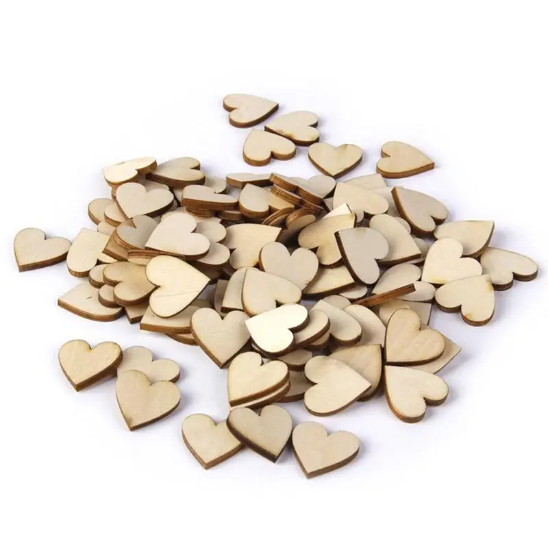 100pcs 20mm Blank Heart Decoration Wood Craft Flatback Scrapbooking Decoration For DIY Crafts Embellishments