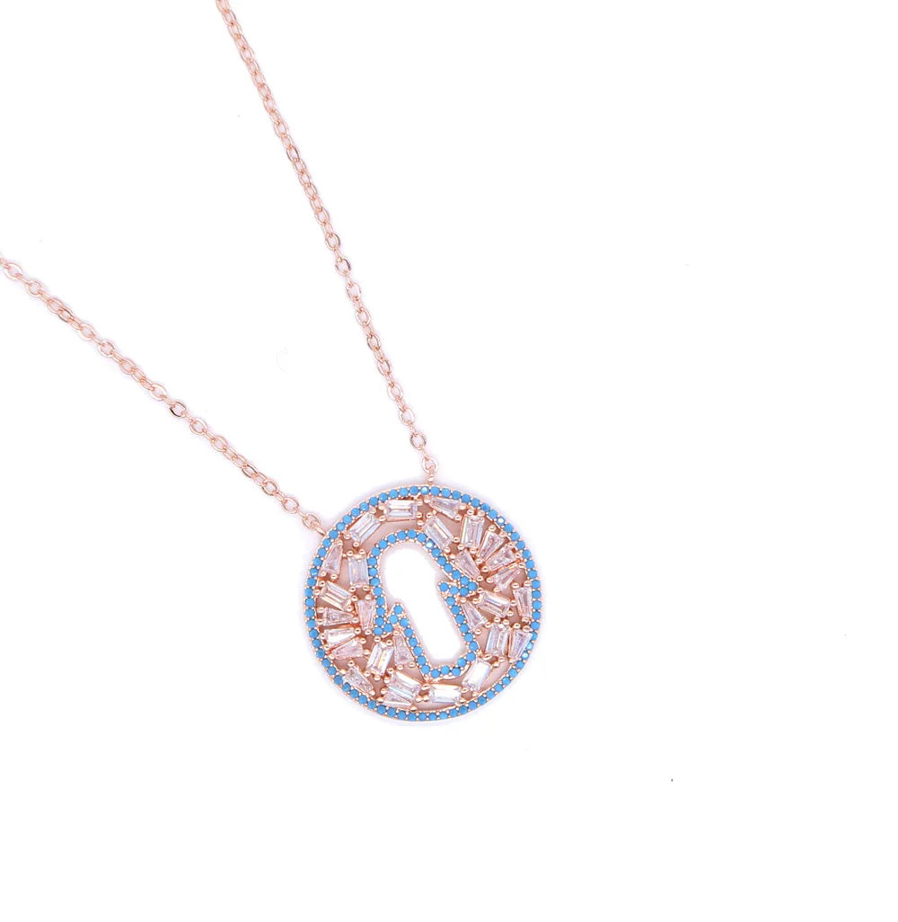 Good Luck Protection Hamsa Fatima Hand Evil Eye Pendant Chain Necklace roes gold color with CZ NICE hamsa hand necklace
