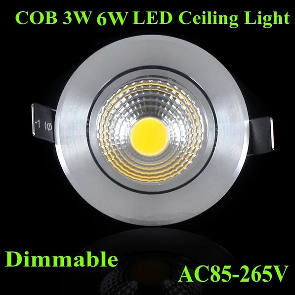 

Free shipping 3W 5W LED COB Downlight, 85~100LM/W AC85~265V Flash silver