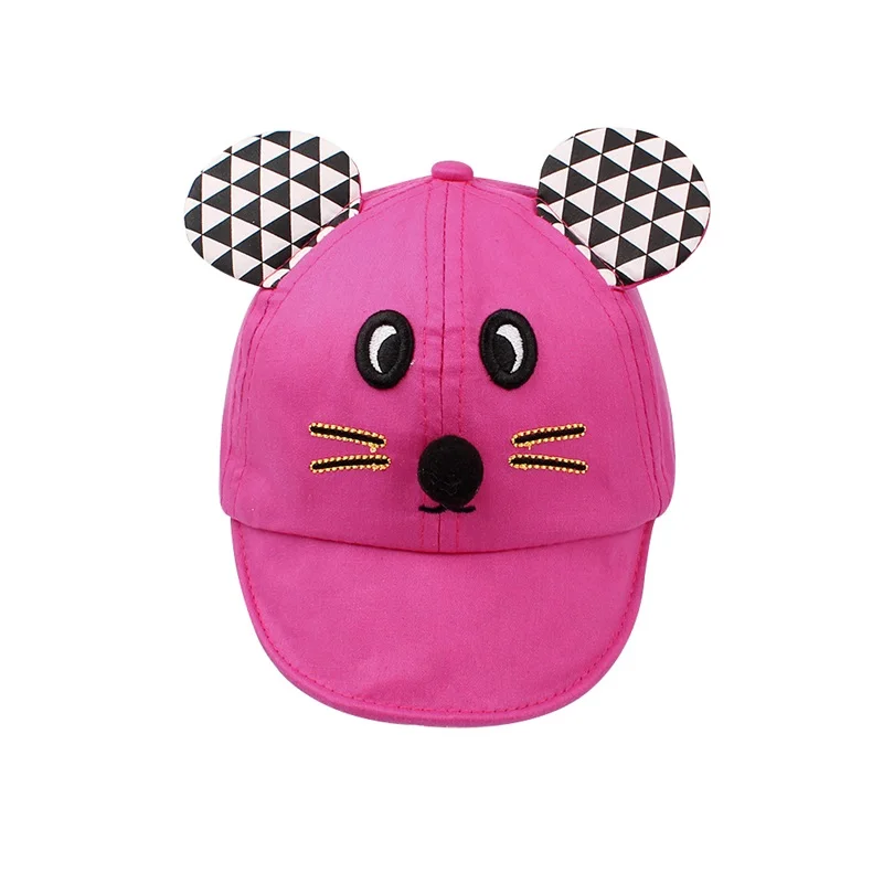 Cartoon Mouse Baby Cap Plaid Fashion Pattern Hat For Girls Cotton Kids Sun Hat Mouse Ears Summer Baby Cap Baby Boys Clothing (1)