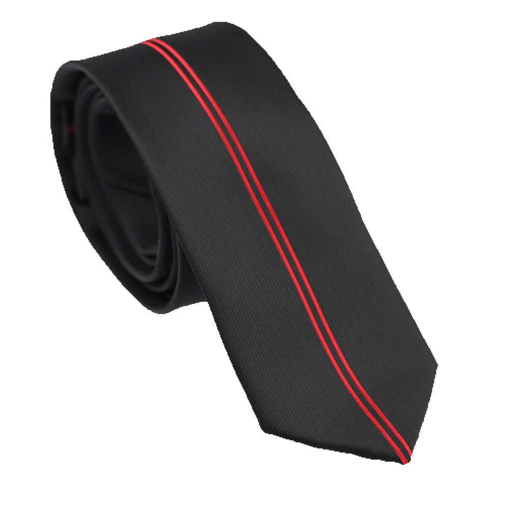 Men's Suit Ties New Design Black with Red Vertical Striped NeckTie