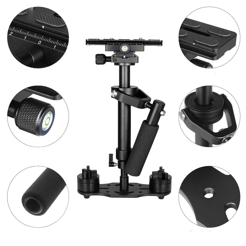 Kaliou S60 Camera Stabilizer 60CM Aluminum Steadicam Handheld Stabilizer for Gopro 6 5 4 3 2 1 Camera DSLR Photography Studio