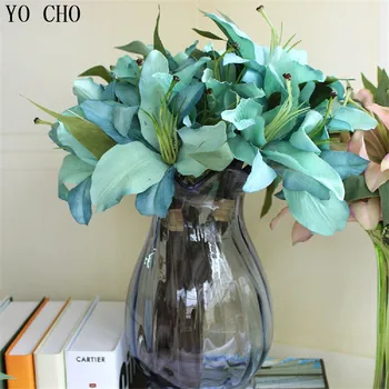 

YO CHO Artificial Silk Calla Lily Bridal Wedding Bouquet Real Touch Flower Arrangement Home Wedding Table Party Garden Decor
