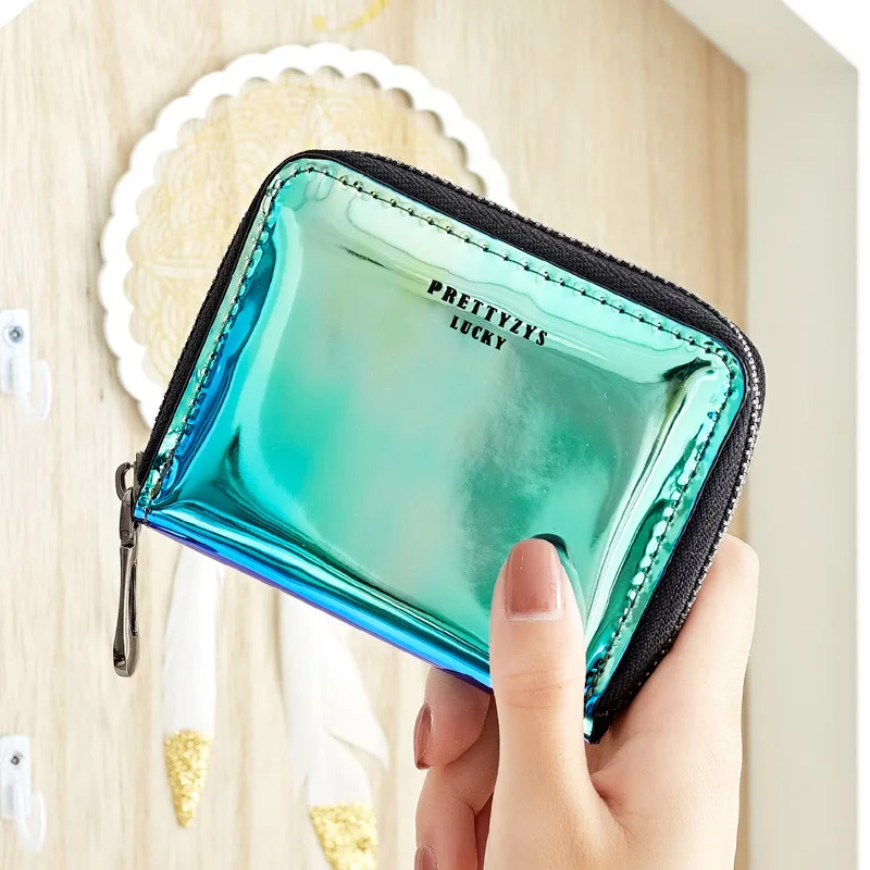 

Fashion Laser Women Card Holder RFID Card Purse Wallet Small Zipper Female Credit Card Holder Driver License Wallet