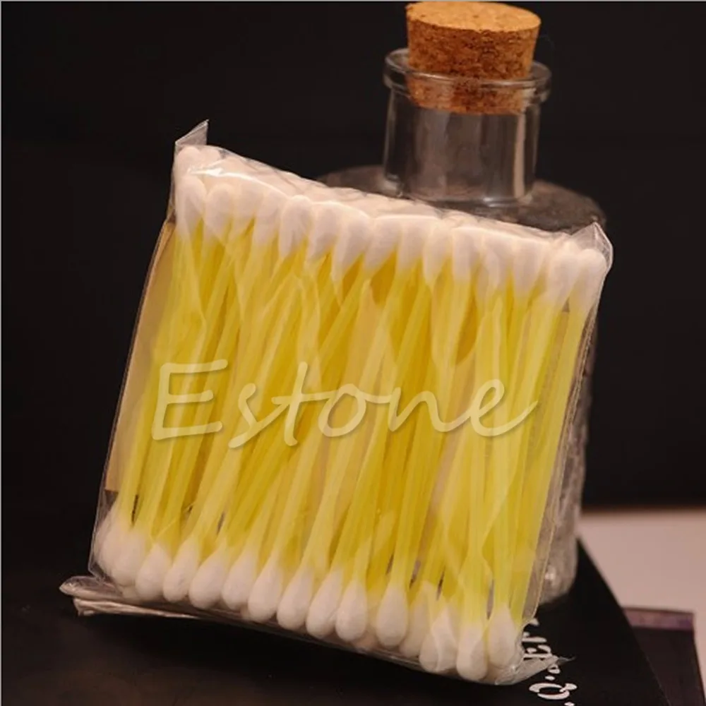 Online 100 Pcs Sekali Pakai Kapas Lidi Q Tip Penyeka Pegangan Plastik KOKOH Baru