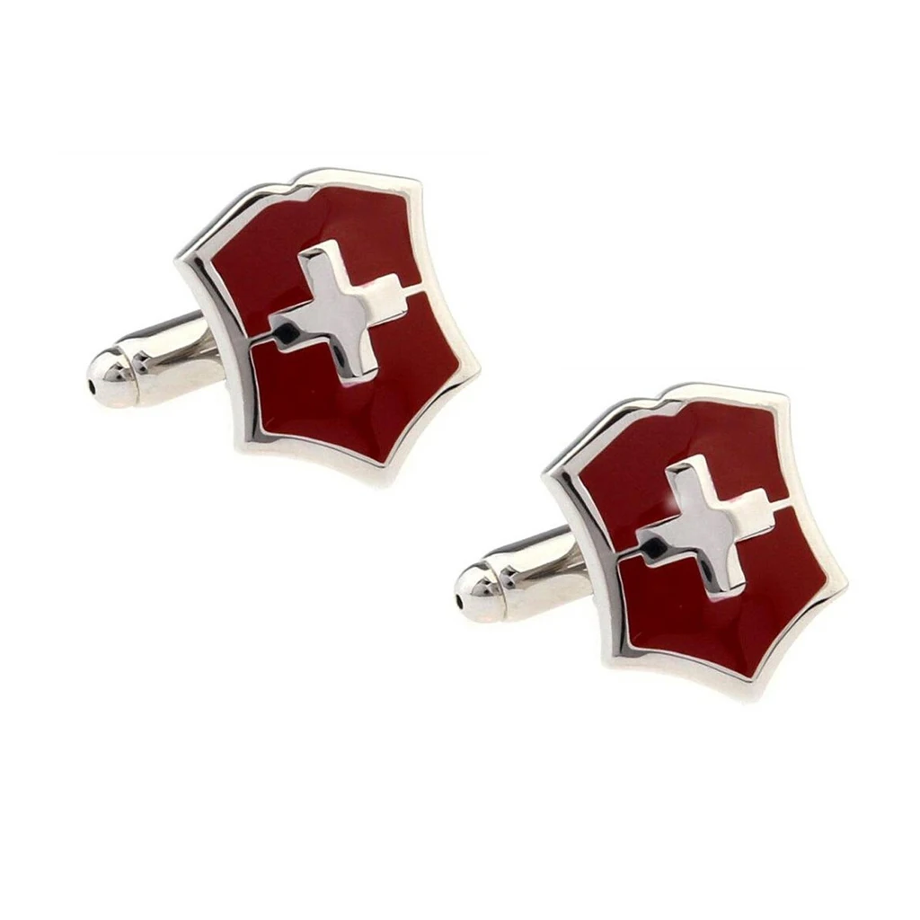 1 пара классический красный Швейцарский Флаг свадебный подарок для мужчин s Запонки крест запонки для мужчин