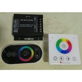 

Free Shipping DC12-24V Led Sync Controller + Remote Control + Wall Touch Panel RGB Controller Set Portable Lighting Accessories