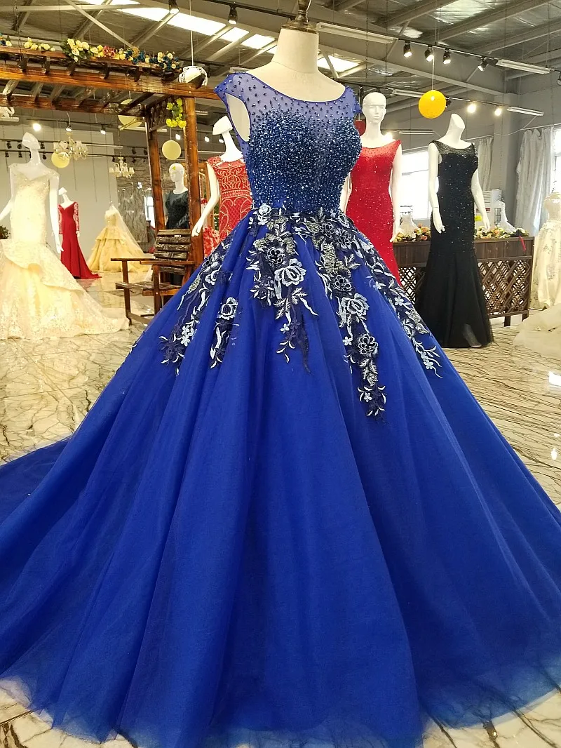 LS31219 синее вечернее платье с капюшоном рукав o-образным вырезом зашнуруйте вверх тюль задние кружевные цветы платье для матерей невест