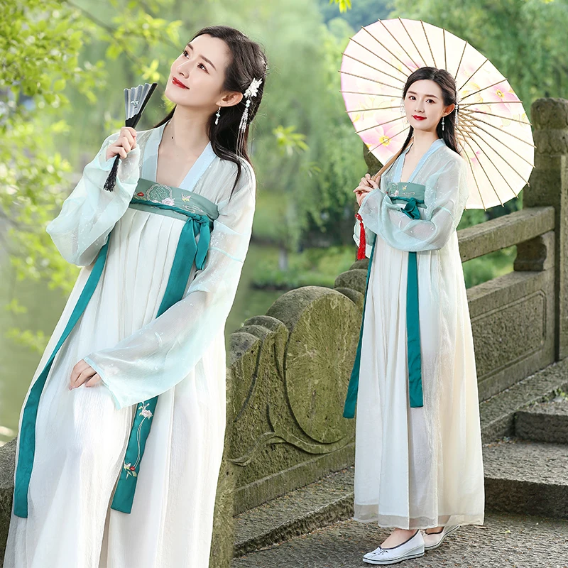 

HAYBLST Brand Women Vintage Long Dress 2019 New Summer Embroidered Plus Size XL Ancient Costume Breathable Lady Lace-Up Clothing