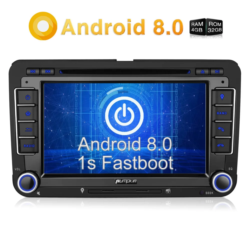 

Pumpkin2 Din 7''Qcta-core Android 8.0 Car Radio Stereo DVD Player GPS Navigation For VW/Skoda/Seat FM Rds Radio Wifi 4G Headunit