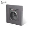 Coswall двойной usb-порт для зарядки 5 в 2,1 а светодиодный индикатор 16А настенная французская розетка ПК Панель Серый Черный Белый Золотой 4 цвета ► Фото 2/3