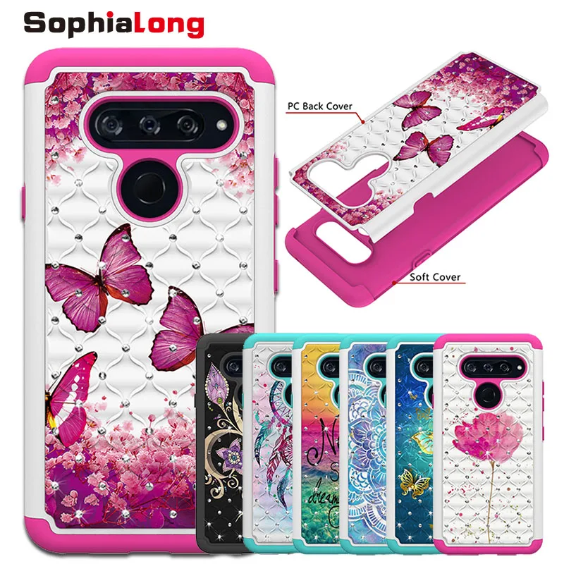 SophiaLong Cover For LG V40 ThinQ Case Rhinestone Phone