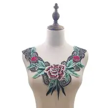 Stylish Hollow Corsage Sewing Rose Motif Venise Lace Collar 3D Rose Floral Embroidered Applique DIY Sewing Dress Decoration lantern sleeve embroidered rose applique dress
