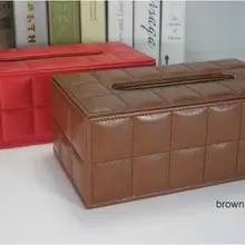 Мода браун/красный деревянный прямоугольник кожа tissue box держатель для салфеток tissue box держатель для дома украшения PZJH001
