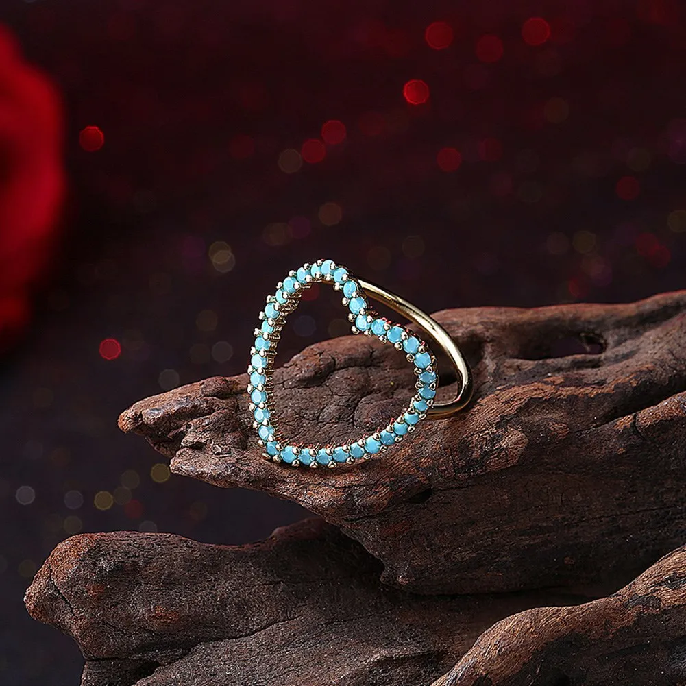 INALIS, брендовые ювелирные кольца, винтажные бирюзовые кольца, романтичный дизайн с большим сердцем для женщин, для свадебной вечеринки, богемное модное ювелирное изделие