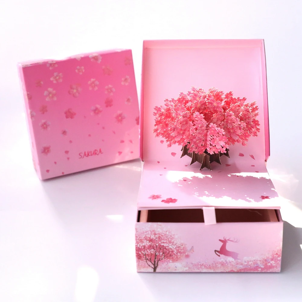  3D Sakura Candy Boxes Birthday Pop up Wedding Gifts Custom Wedding Invitations Thanksgiving Christm - 32958195363