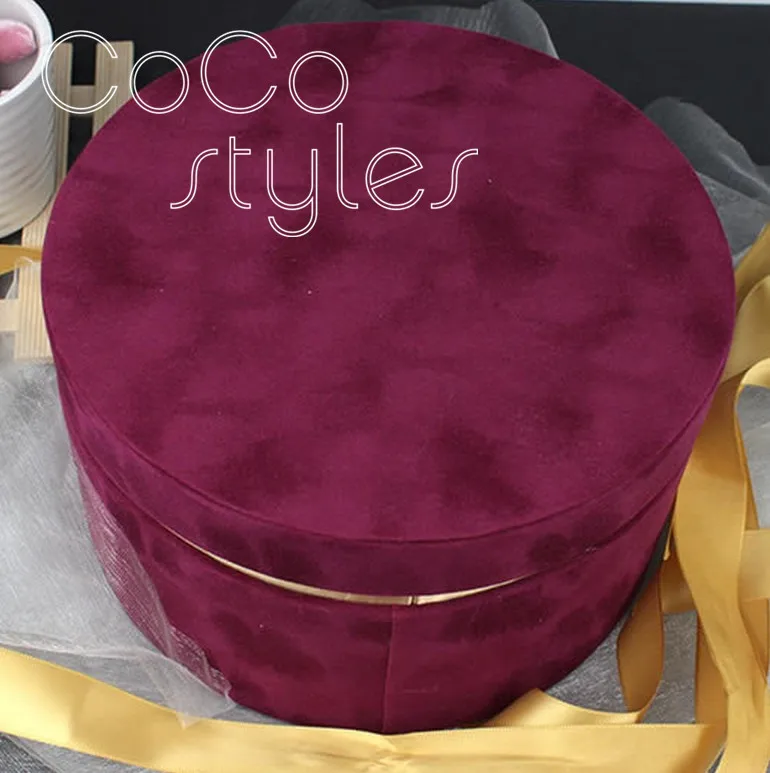 Cocostyles на заказ пустая роскошная круглая бархатная Подарочная коробка с лентой для королевской Свадебная подарочная упаковка или подарочный набор на День святого Валентина