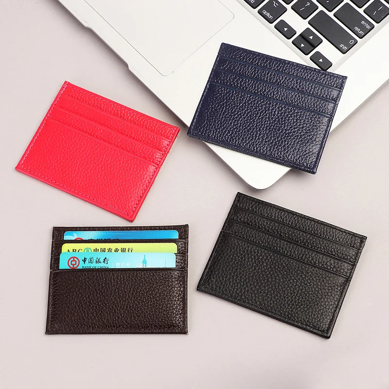 

Fashion Slim Card Holder High Capacity Genuine Leather Men Women Simple Card Bag Business Bank Credit Card Holder Coin Purse