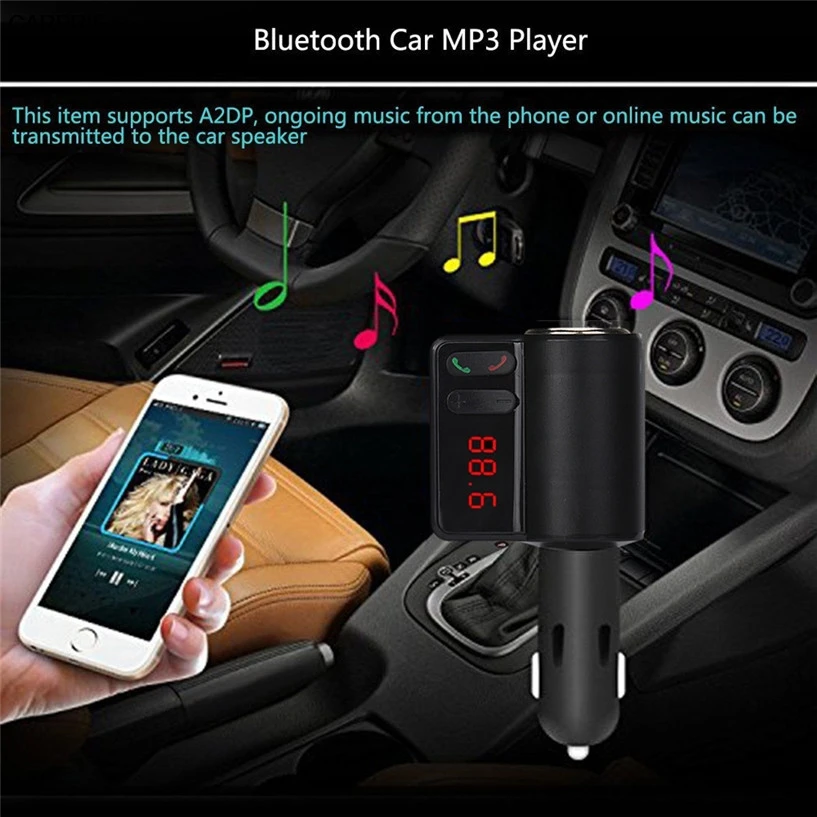 Wireless Bluetooth LCD MP3 Player Car Charger Kit 2 USB FM Transmitter