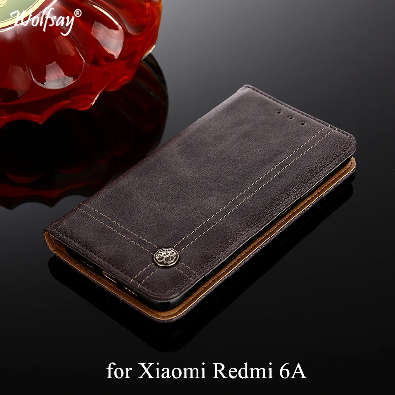 

Wolfsay For Xiaomi Redmi 6A Case Cross Pattern Flip Cover PU leather & Soft TPU Inside Cases for Xiaomi Redmi 6A Without Magnets