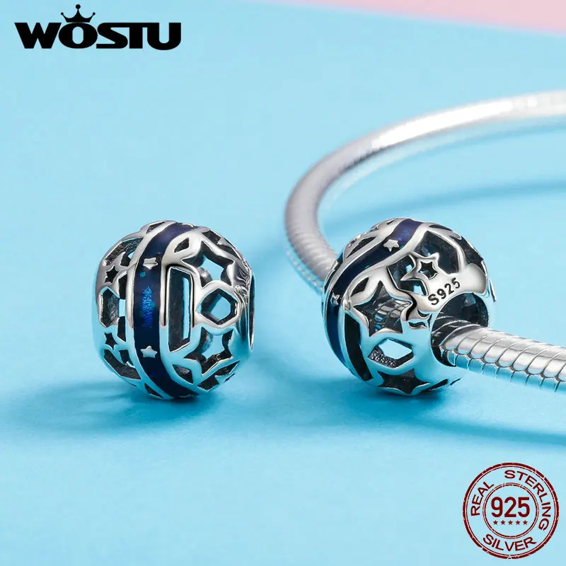 WOSTU фирменный браслет из 100% настоящего серебра 925 пробы ажурные звезды