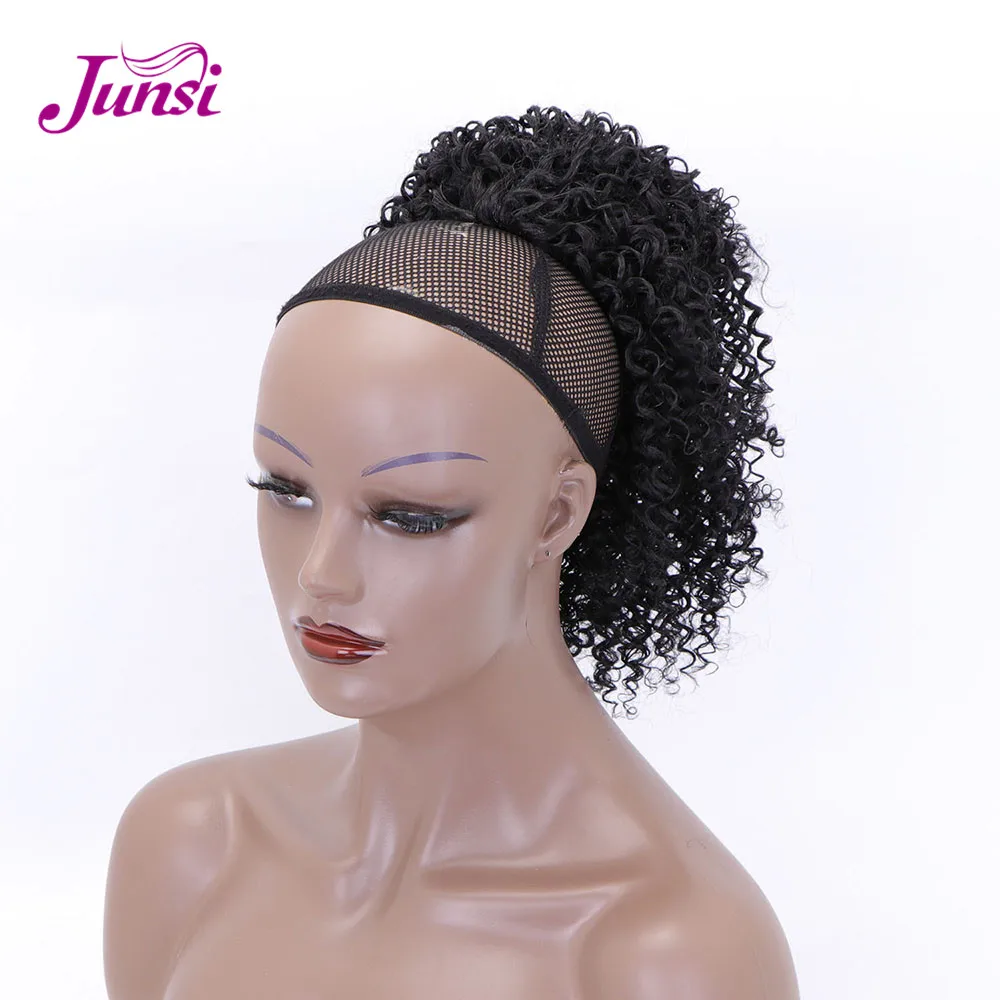 Короткий афро кудрявый шнурок слоеный хвост афро американский для женщин натуральные накладные волосы на резинке