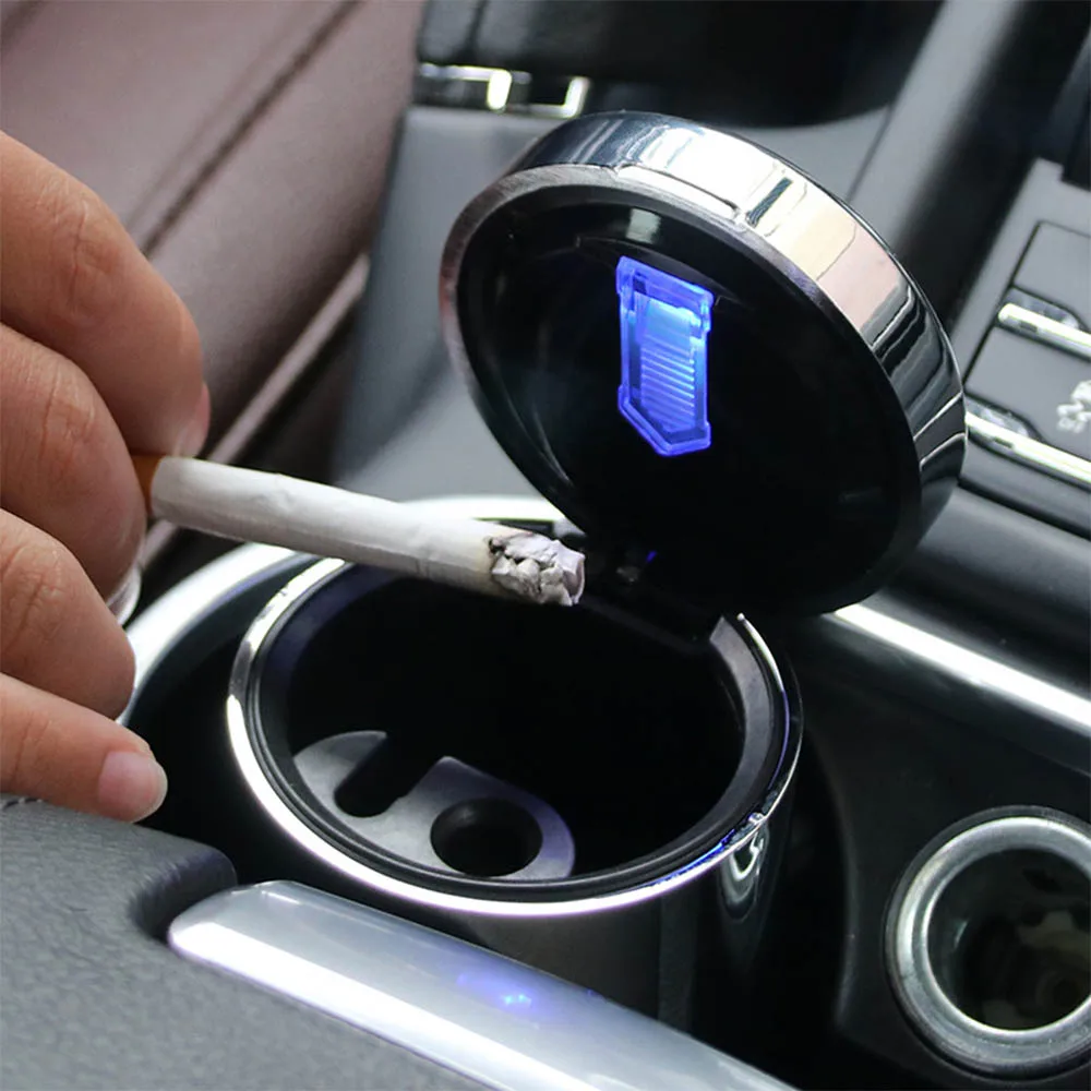 

LED Smoke Ash Cylinder Storage Cup Cigar Garbage Container Car Ashtray Auto Car Ashtray LED Cigarette Smoke Automotive Durable