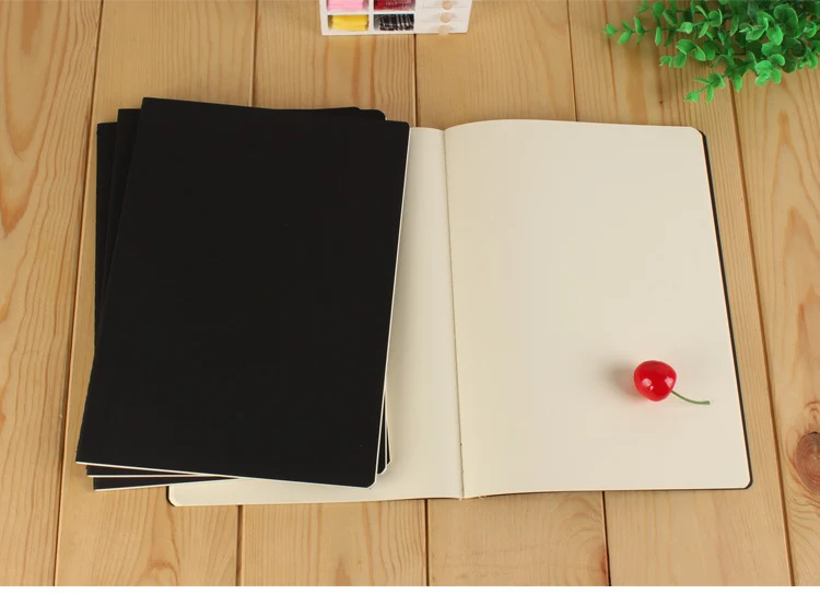 A5 B5 Black Notebook Stationery Blank Inner Paper Planner Sketchbook Vintage Diary Book Graffiti School Office Supply Papelaria