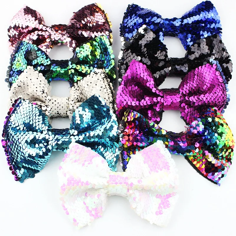 

30 PCS/lot , 4.7 inch flip sequin hair bows, glitter bows