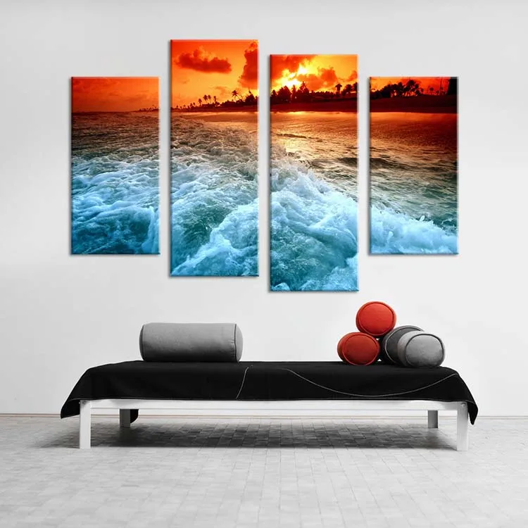 2016-No-Single-New-Promotion-Painting-4pcs-Under-The-Sunset-Glow-of-Tide-Home-Living-Room