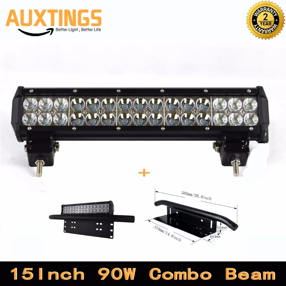 FREE SHIPPING 15inch 90W COMBO Beam led off road light bar 12V 90w led