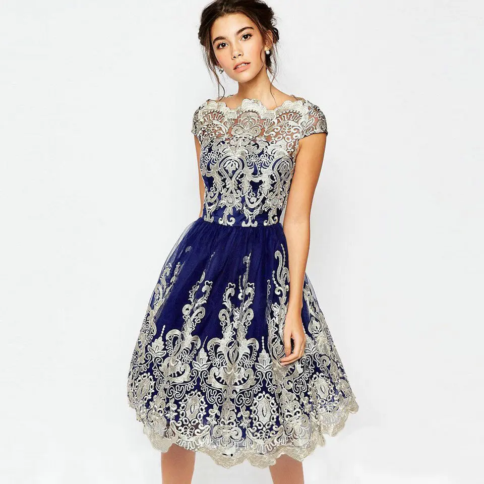 Стильное короткое выпускное платье es Дешевое выпускное платье для выпускного вечера с глубоким вырезом из тюля с аппликацией на молнии ТРАПЕЦИЕВИДНОЕ вечернее платье - Цвет: Royal Blue