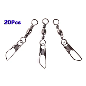 

20PCS Grey Fishing Line to Hook Clip Connector Swivels