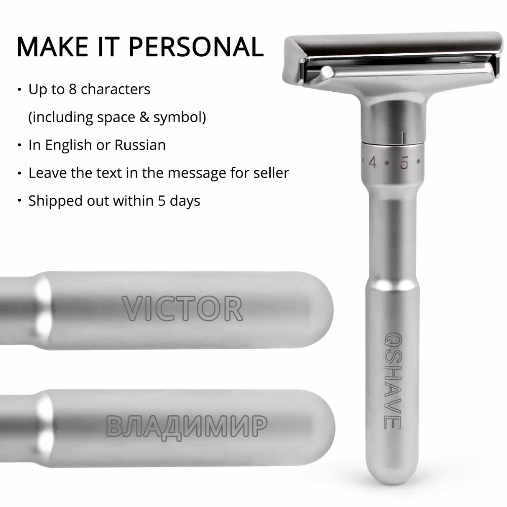 QSHAVE Adjustable Safety Razor Double Edge Classic Mens Shaving Mild to