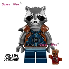 Один кусок ракета енот строительные блоки стражи Галактики экшн наборы Модель Кирпичи игрушка для детей