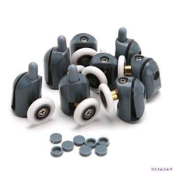 

8Pcs/Set Shower Door Rollers Runners Wheels Pulleys 25mm x 5mm Screw Cover Cap