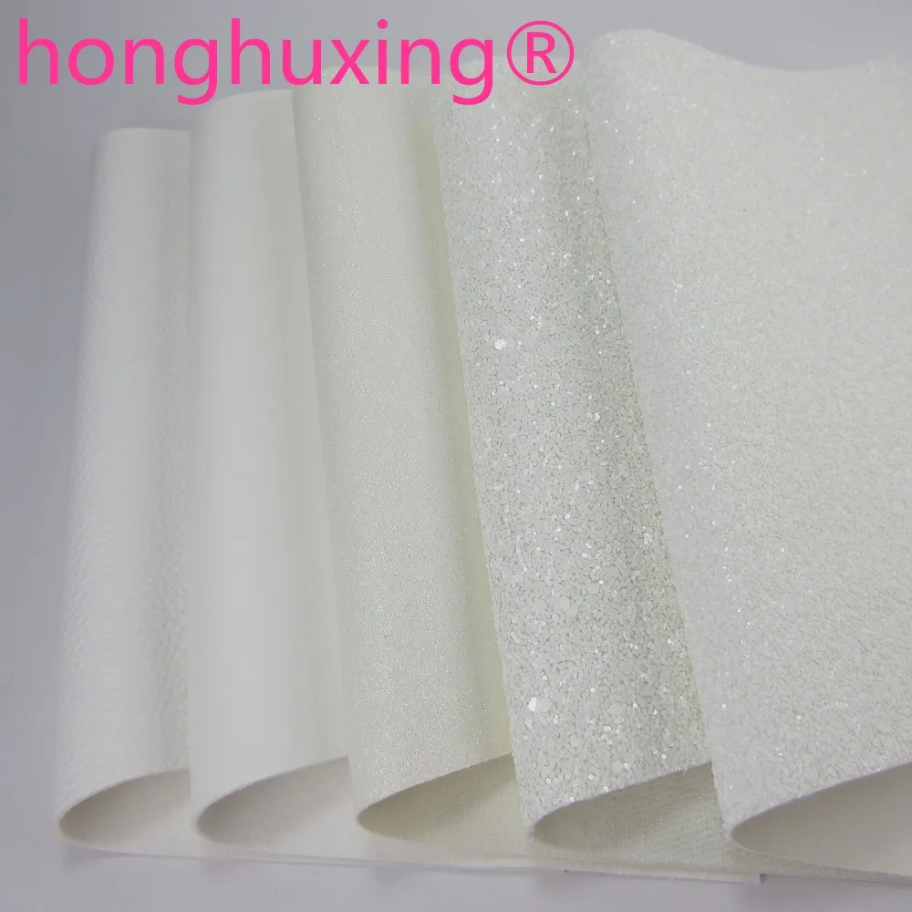 

5pcs A4 sheet/lot White Glitter Fabric and Lichee Textured Faux Synthetic Leather For craft project CN317