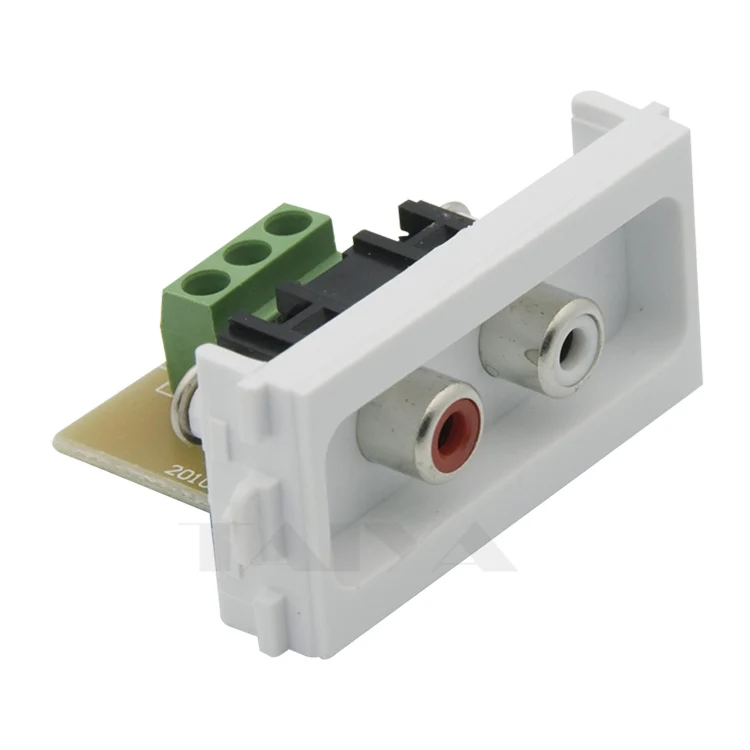 

2 RCA audio connector wall plate with backside screw connector