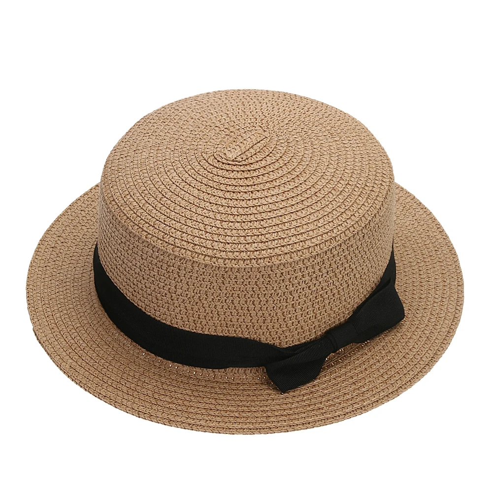 Fashion Unisex Sun block Hat Girl Bow Straw Sun Hat Block Hats For