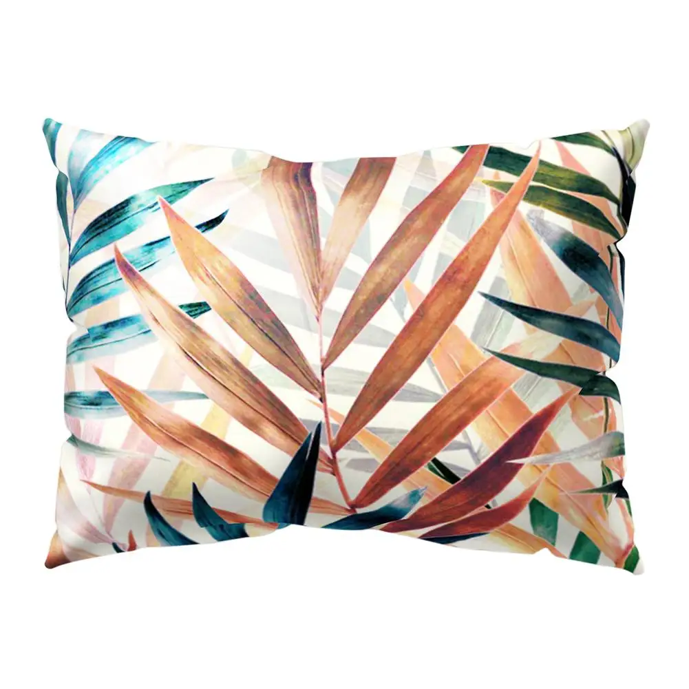 

Fashion Polyester Peach Skin Colorful Leaves Plant Throw Pillow Case Living Room Bed Home Cafe