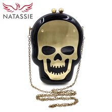 NATASSIE Frauen Schädel Taschen Damen Designer-handtaschen Und Weiblichen Schwarz Abend Kupplung Geldbeutel