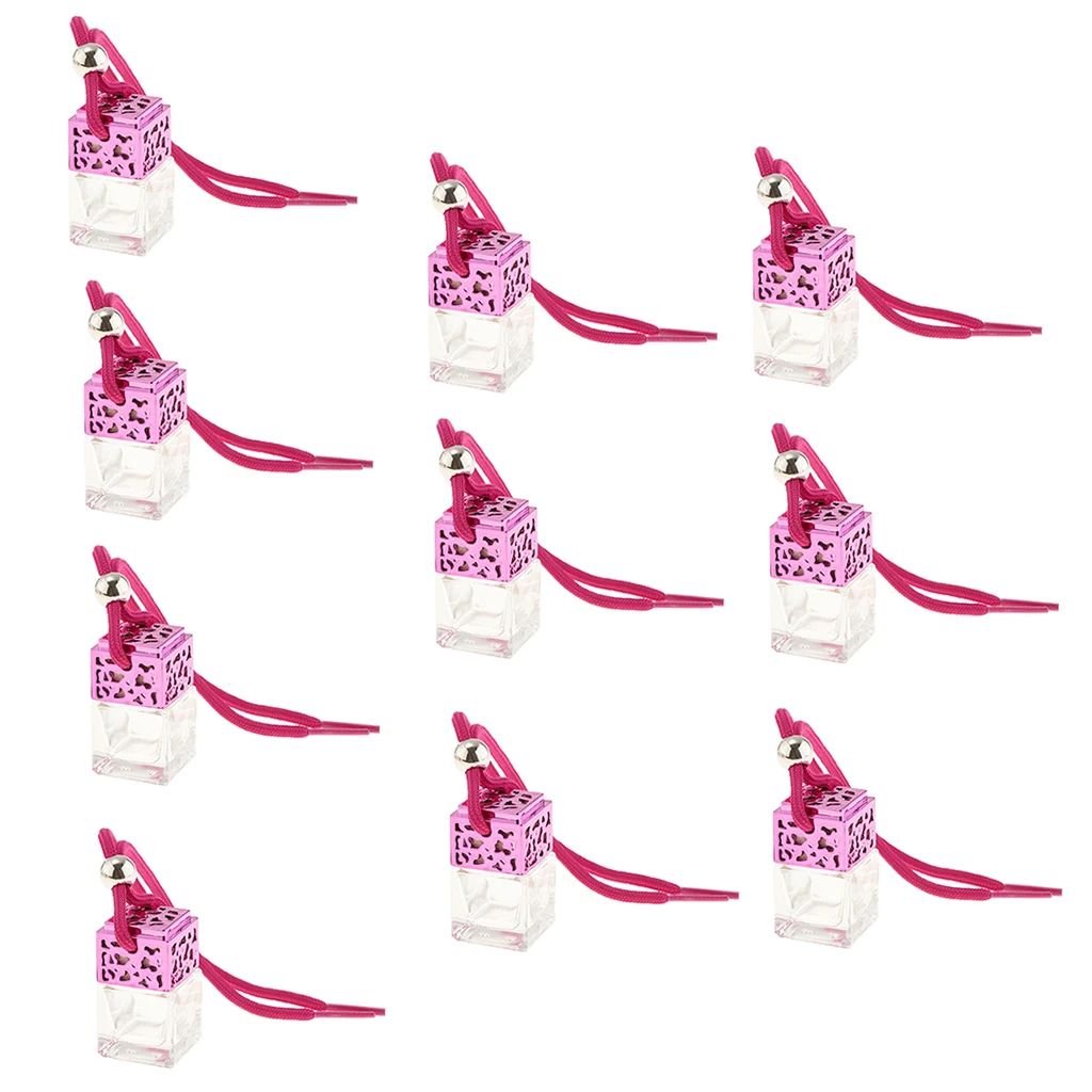 10x Car Perfume Bottle Car-styling Air Freshener for Essential Oils Perfume Pendant Hanging Glass Bottle Auto Ornament