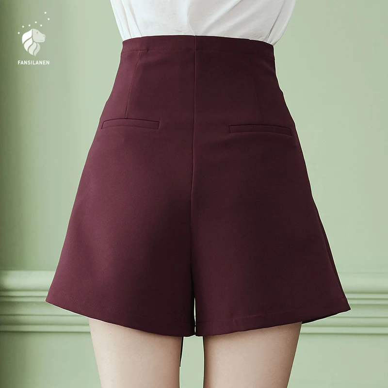 FANSILANEN 2017 New Arrival Fashion Solid Summer/Spring Vintage Casual Novelty Solid Women Chinese Style Shorts Z71363