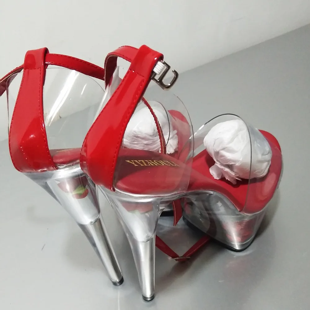 15cm High Heels Toe Pump Women Sandals Buckle Strap Peep Toe Thin Heels Shoes Party Wedding Dance Shoes