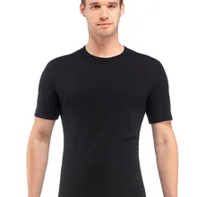 Мужская футболка из мериносовой шерсти, рубашка из мериносовой шерсти, мягкая Влагоотводящая Мужская футболка с сопротивлением запаху, 160 г, размер M-XL, Черная