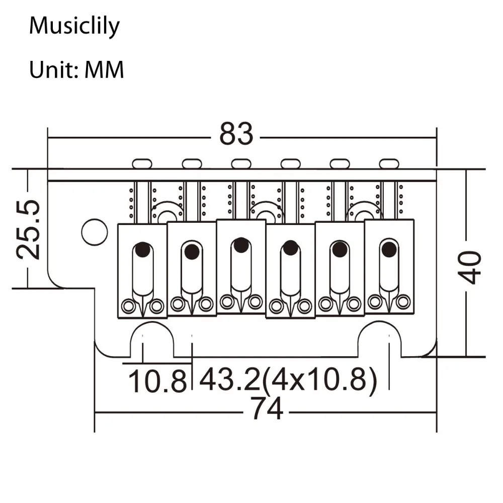 Musiclily Pro 54 мм современный тремоло мост Набор для Strat Стиль электрогитары, Chrome