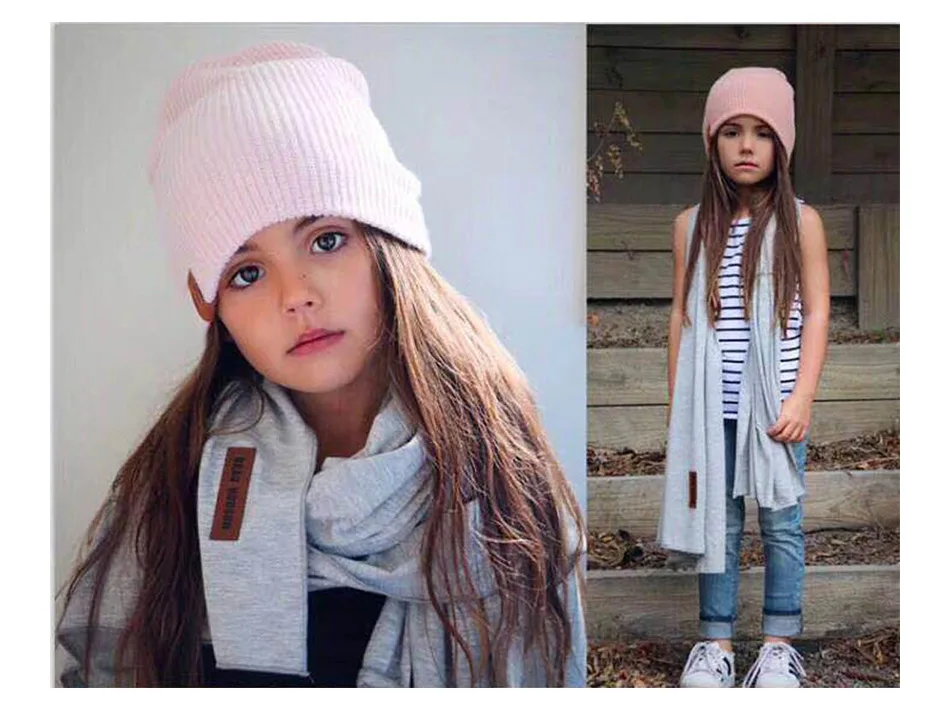 Winter Hat Kids Knitted Cap Warm Soft Cute Solid Children Beanies Hat Boys Girls Hats Headwear Kids Caps Accessories