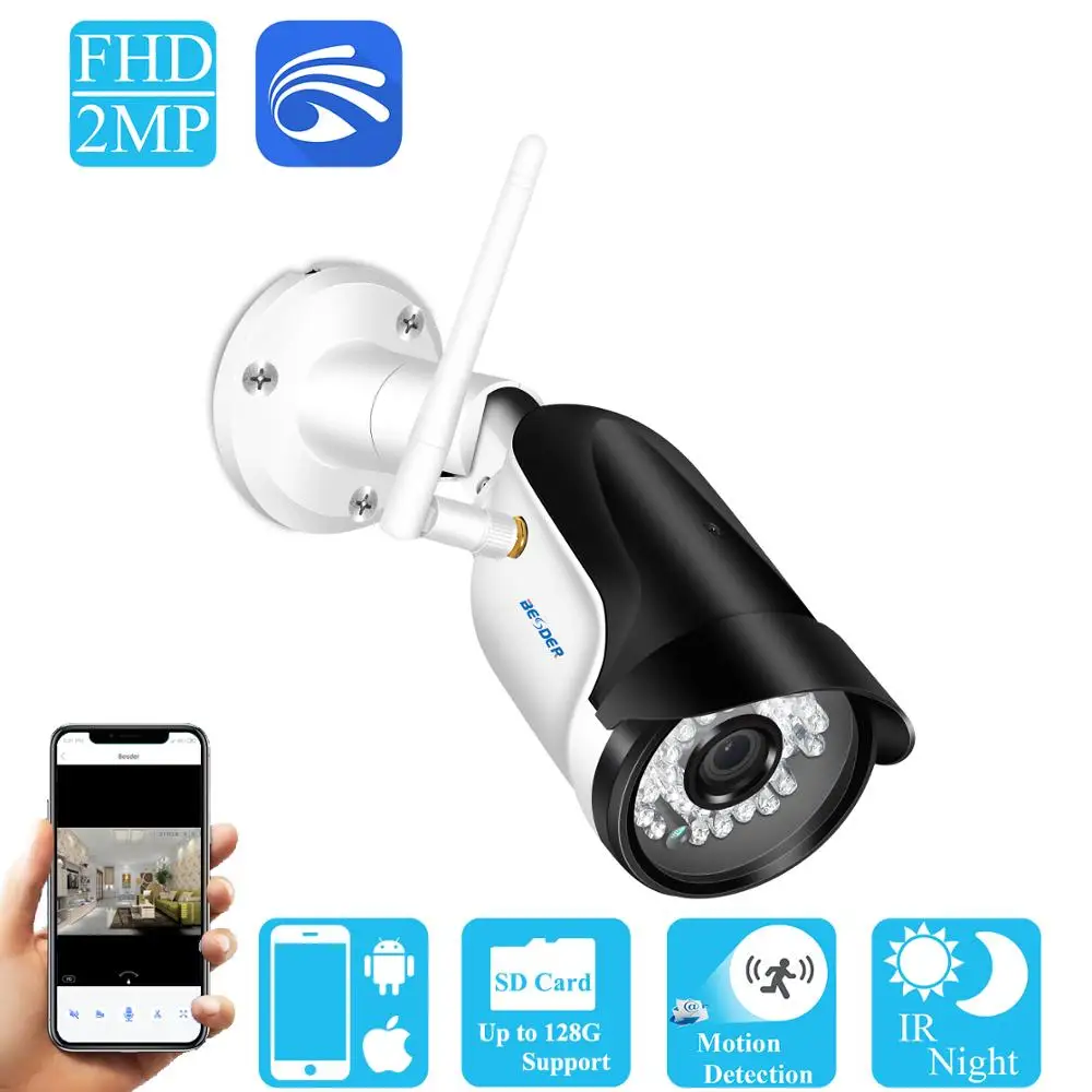 

BESDER High Quality Metal 1080P WIFI Security Camera Outdoors Street Waterproof CCTV IP Camera Supports 128G SD Card App Yoosee